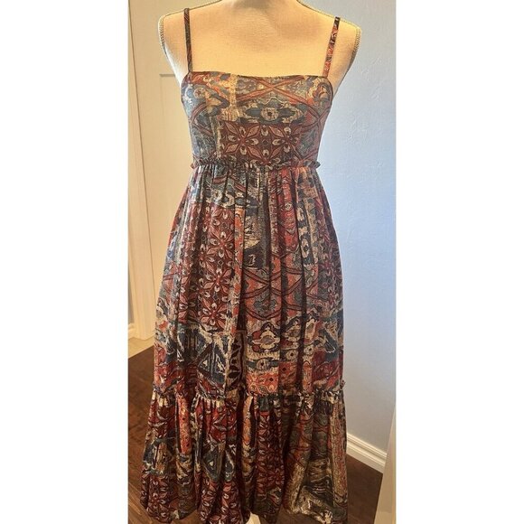 Nikita Mhaisalkar Anthropologie Spaghetti Straps Tiered Linen Modal Blend SZ 00P - Picture 1 of 9